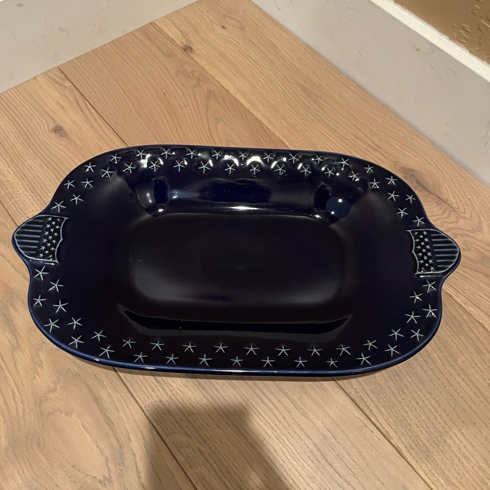 Longaberger American Cobalt Blue Stars & Shield platter